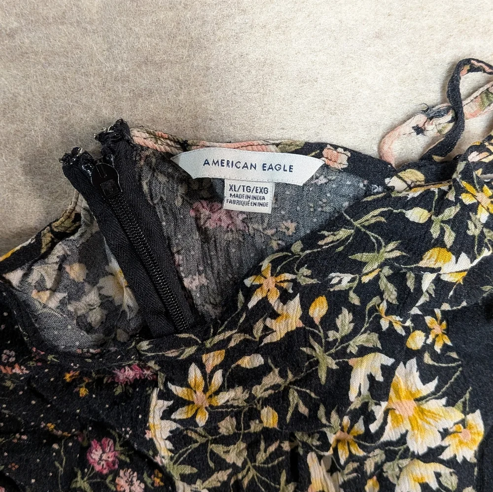 American Eagle Floral Patchwork Jumpsuit One Piece Jumper Flowy Resort Size XL - Picture 10 of 12